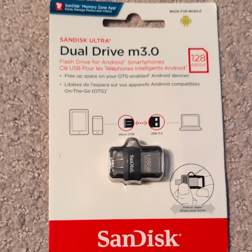 SanDisk Ultra Dual Drive Micro USB To USB m3.0 128GB - Black